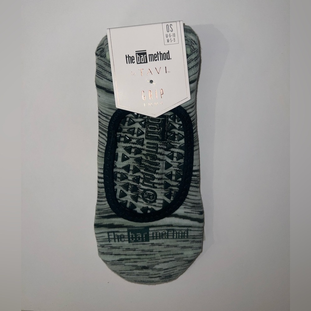 The Bar Method Athletic Grip Socks - Black and Green NWT